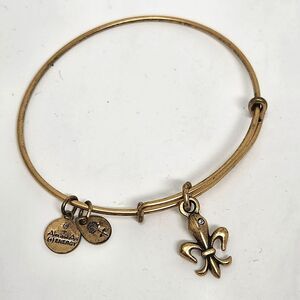 ALEX and ANI Fleur de Lis Gold Tone Bangle Bracelet